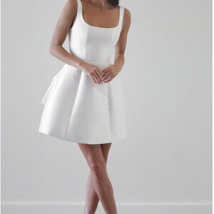 Satin Square Neckline Backless Cinched Waist Mini Dress, NWT, L